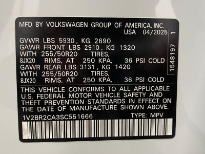 2025 Volkswagen Atlas 2.0T SEL 4MOTION