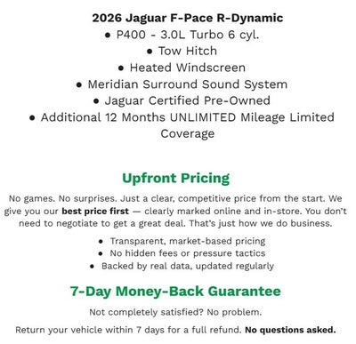 2026 Jaguar F-PACE R-Dynamic S P400 AWD