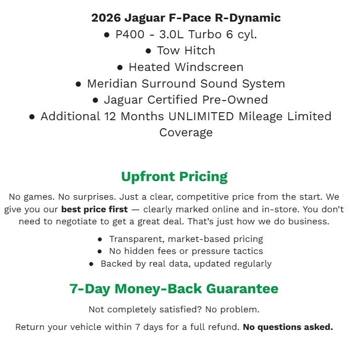 2026 Jaguar F-PACE R-Dynamic S P400 AWD