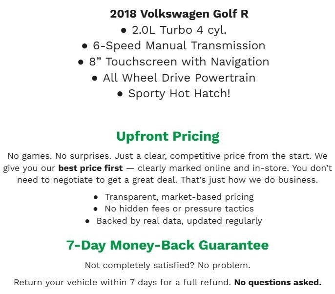 2018 Volkswagen Golf R 2.0T Manual w/DCC/Nav